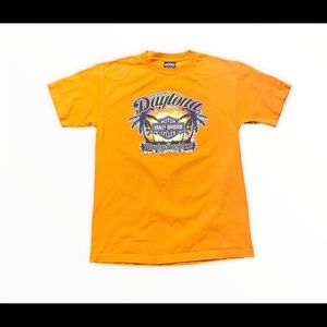 vintage Y2K Harley Davidson Daytona Beach Orange T-Shirt M Biker